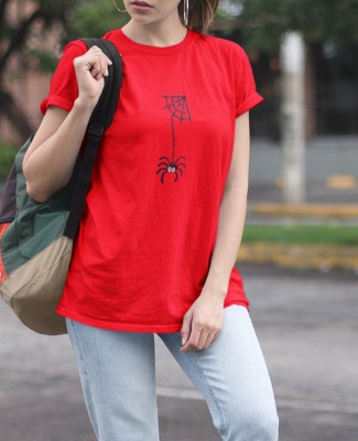 Boyfriend T-shirt FRUIT OF THE LOOM Spider σε κόκκινο χρώμα